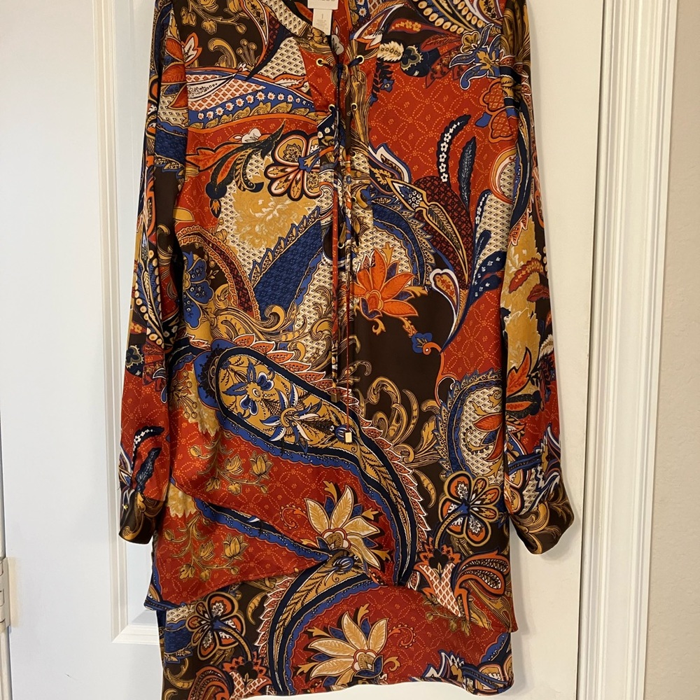 Chicos long sleeve multicolored tunic.